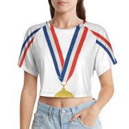 AILLOSA Racerback Tank Top Yuvarlak Yaka Kısa Kol Flag-198 Kadın T-shirt