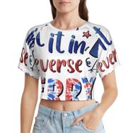 AILLOSA Racerback Tank Top Yuvarlak Yaka Kısa Kol Flag-24 Kadın T-shirt