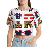 AILLOSA Racerback Tank Top Yuvarlak Yaka Kısa Kol Flag-25 Kadın T-shirt