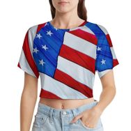 AILLOSA Racerback Tank Top Yuvarlak Yaka Kısa Kol Flag-26 Kadın T-shirt