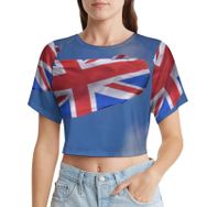 AILLOSA Racerback Tank Top Yuvarlak Yaka Kısa Kol Flag-28 Kadın T-shirt