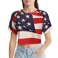 AILLOSA Racerback Tank Top Yuvarlak Yaka Kısa Kol Flag-30 Kadın T-shirt