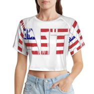 AILLOSA Racerback Tank Top Yuvarlak Yaka Kısa Kol Flag-35 Kadın T-shirt