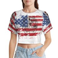 AILLOSA Racerback Tank Top Yuvarlak Yaka Kısa Kol Flag-38 Kadın T-shirt