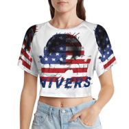 AILLOSA Racerback Tank Top Yuvarlak Yaka Kısa Kol Flag-41 Kadın T-shirt
