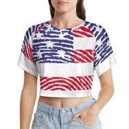 AILLOSA Racerback Tank Top Yuvarlak Yaka Kısa Kol Flag-43 Kadın T-shirt