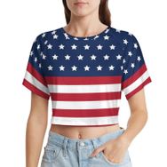 AILLOSA Racerback Tank Top Yuvarlak Yaka Kısa Kol Flag-45 Kadın T-shirt