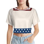 AILLOSA Racerback Tank Top Yuvarlak Yaka Kısa Kol Flag-49 Kadın T-shirt