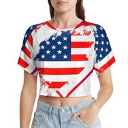 AILLOSA Racerback Tank Top Yuvarlak Yaka Kısa Kol Flag-52 Kadın T-shirt