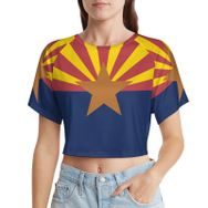 AILLOSA Racerback Tank Top Yuvarlak Yaka Kısa Kol Flag-54 Kadın T-shirt