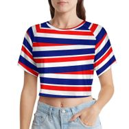 AILLOSA Racerback Tank Top Yuvarlak Yaka Kısa Kol Flag-56 Kadın T-shirt