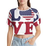 AILLOSA Racerback Tank Top Yuvarlak Yaka Kısa Kol Flag-58 Kadın T-shirt