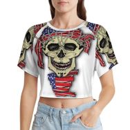AILLOSA Racerback Tank Top Yuvarlak Yaka Kısa Kol Flag-62 Kadın T-shirt
