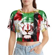 AILLOSA Racerback Tank Top Yuvarlak Yaka Kısa Kol Flag-64 Kadın T-shirt