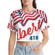 AILLOSA Racerback Tank Top Yuvarlak Yaka Kısa Kol Flag-65 Kadın T-shirt