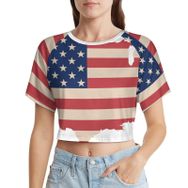 AILLOSA Racerback Tank Top Yuvarlak Yaka Kısa Kol Flag-70 Kadın T-shirt
