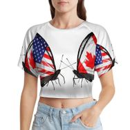 AILLOSA Racerback Tank Top Yuvarlak Yaka Kısa Kol Flag-71 Kadın T-shirt