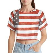 AILLOSA Racerback Tank Top Yuvarlak Yaka Kısa Kol Flag-75 Kadın T-shirt