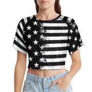 AILLOSA Racerback Tank Top Yuvarlak Yaka Kısa Kol Flag-76 Kadın T-shirt