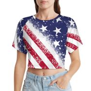AILLOSA Racerback Tank Top Yuvarlak Yaka Kısa Kol Flag-78 Kadın T-shirt