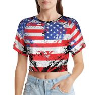 AILLOSA Racerback Tank Top Yuvarlak Yaka Kısa Kol Flag-79 Kadın T-shirt