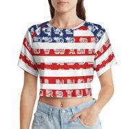 AILLOSA Racerback Tank Top Yuvarlak Yaka Kısa Kol Flag-80 Kadın T-shirt