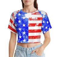 AILLOSA Racerback Tank Top Yuvarlak Yaka Kısa Kol Flag-81 Kadın T-shirt