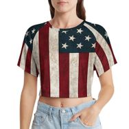 AILLOSA Racerback Tank Top Yuvarlak Yaka Kısa Kol Flag-82 Kadın T-shirt