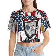 AILLOSA Racerback Tank Top Yuvarlak Yaka Kısa Kol Flag-83 Kadın T-shirt
