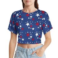 AILLOSA Racerback Tank Top Yuvarlak Yaka Kısa Kol Flag-85 Kadın T-shirt