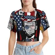 AILLOSA Racerback Tank Top Yuvarlak Yaka Kısa Kol Flag-87 Kadın T-shirt