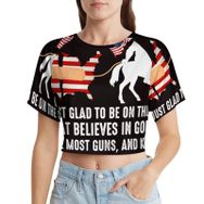 AILLOSA Racerback Tank Top Yuvarlak Yaka Kısa Kol Flag-88 Kadın T-shirt