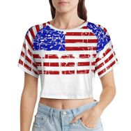 AILLOSA Racerback Tank Top Yuvarlak Yaka Kısa Kol Flag-90 Kadın T-shirt