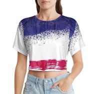 AILLOSA Racerback Tank Top Yuvarlak Yaka Kısa Kol Flag-96 Kadın T-shirt
