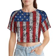 AILLOSA Racerback Tank Top Yuvarlak Yaka Kısa Kol Flag-97 Kadın T-shirt