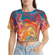 AILLOSA Racerback Tank Top Yuvarlak Yaka Kısa Kol GFY-42 Kadın T-shirt