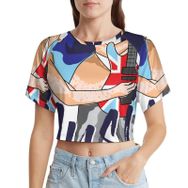 AILLOSA Racerback Tank Top Yuvarlak Yaka Kısa Kol TH-149 Kadın T-shirt