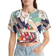 AILLOSA Racerback Tank Top Yuvarlak Yaka Kısa Kol TH-154 Kadın T-shirt