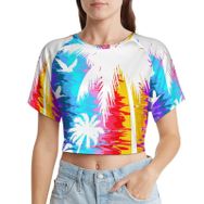 AILLOSA Racerback Tank Top Yuvarlak Yaka Kısa Kol TH-385 Kadın T-shirt