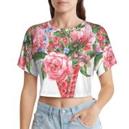 AILLOSA Racerback Tank Top Yuvarlak Yaka Kısa Kol TH-423 Kadın T-shirt