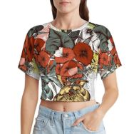 AILLOSA Racerback Tank Top Yuvarlak Yaka Kısa Kol TH-431 Kadın T-shirt