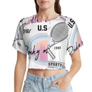 AILLOSA Racerback Tank Top Yuvarlak Yaka Kısa Kol TH-462 Kadın T-shirt