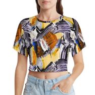 AILLOSA Racerback Tank Top Yuvarlak Yaka Kısa Kol YH-163 Kadın T-shirt