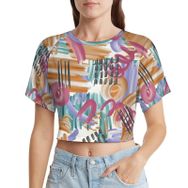 AILLOSA Racerback Tank Top Yuvarlak Yaka Kısa Kol YH-305 Kadın T-shirt