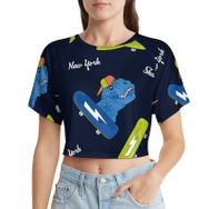 AILLOSA Racerback Tank Top Yuvarlak Yaka Kısa Kol YH-321 Kadın T-shirt