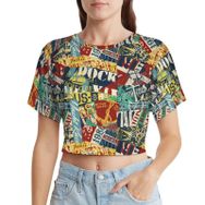 AILLOSA Racerback Tank Top Yuvarlak Yaka Kısa Kol YH-458 Kadın T-shirt