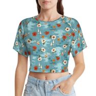 AILLOSA Racerback Tank Top Yuvarlak Yaka Kısa Kol YH-469 Kadın T-shirt