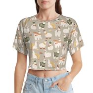 AILLOSA Racerback Tank Top Yuvarlak Yaka Kısa Kol YH-473 Kadın T-shirt