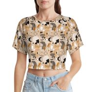 AILLOSA Racerback Tank Top Yuvarlak Yaka Kısa Kol YH-529 Kadın T-shirt