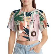 AILLOSA Racerback Tank Top Yuvarlak Yaka Kısa Kol YH-63 Kadın T-shirt